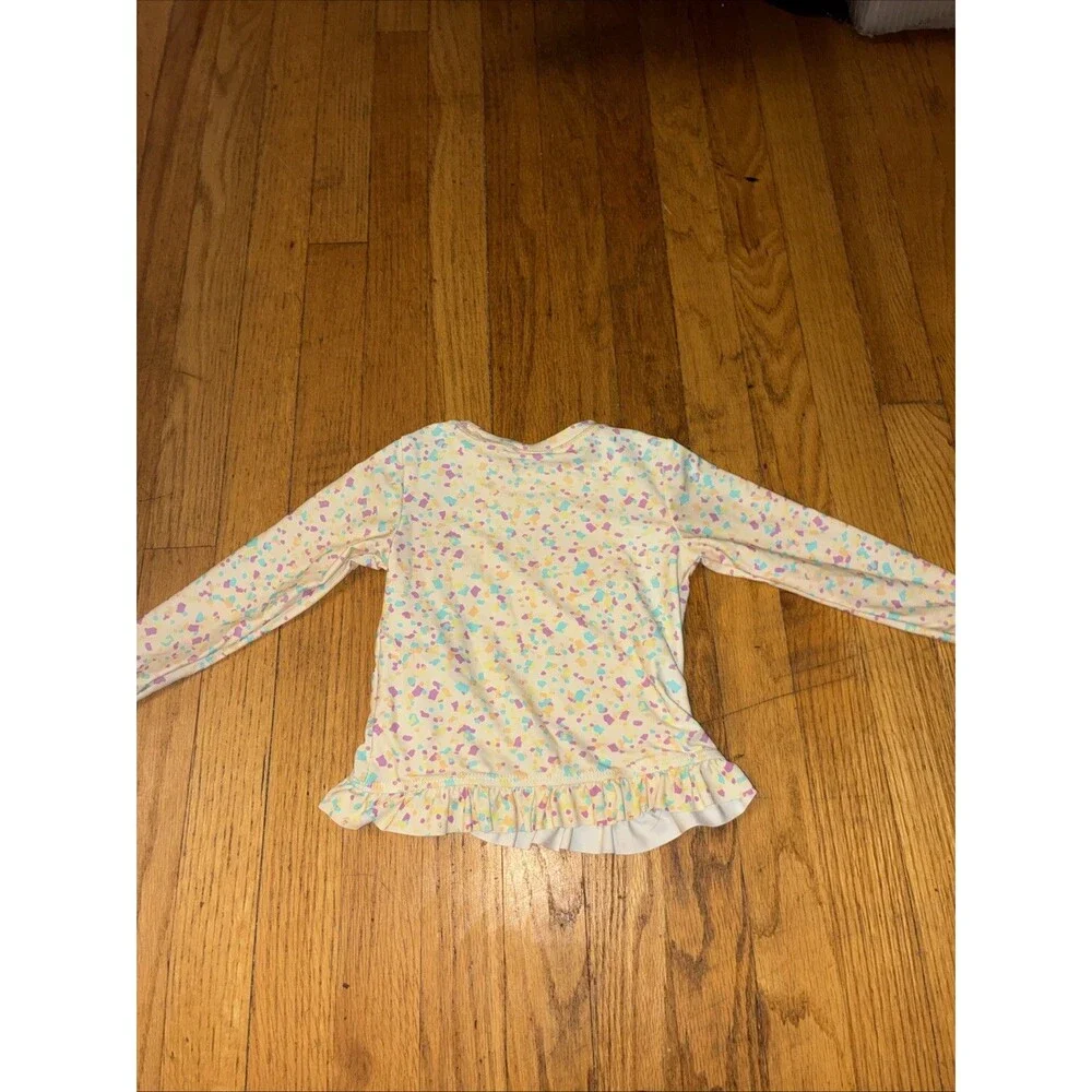 Ruffle Butts Swim Shirt Size 6 Rash Guard Long Sleeve Ruffles Confetti Beige